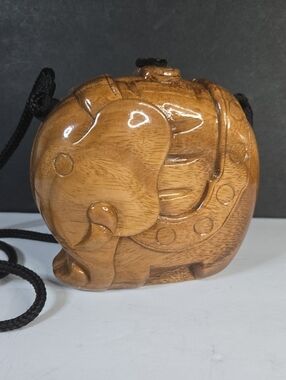 Timmy Woods Hand-Carved Philippines Wooden Elephant Unique Clutch Bag NEW